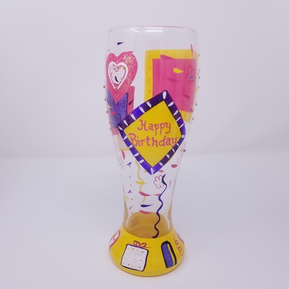 Vintage Y2K Hand Painted Pilsner Glass, Set of 2 - Picture 3 of 11